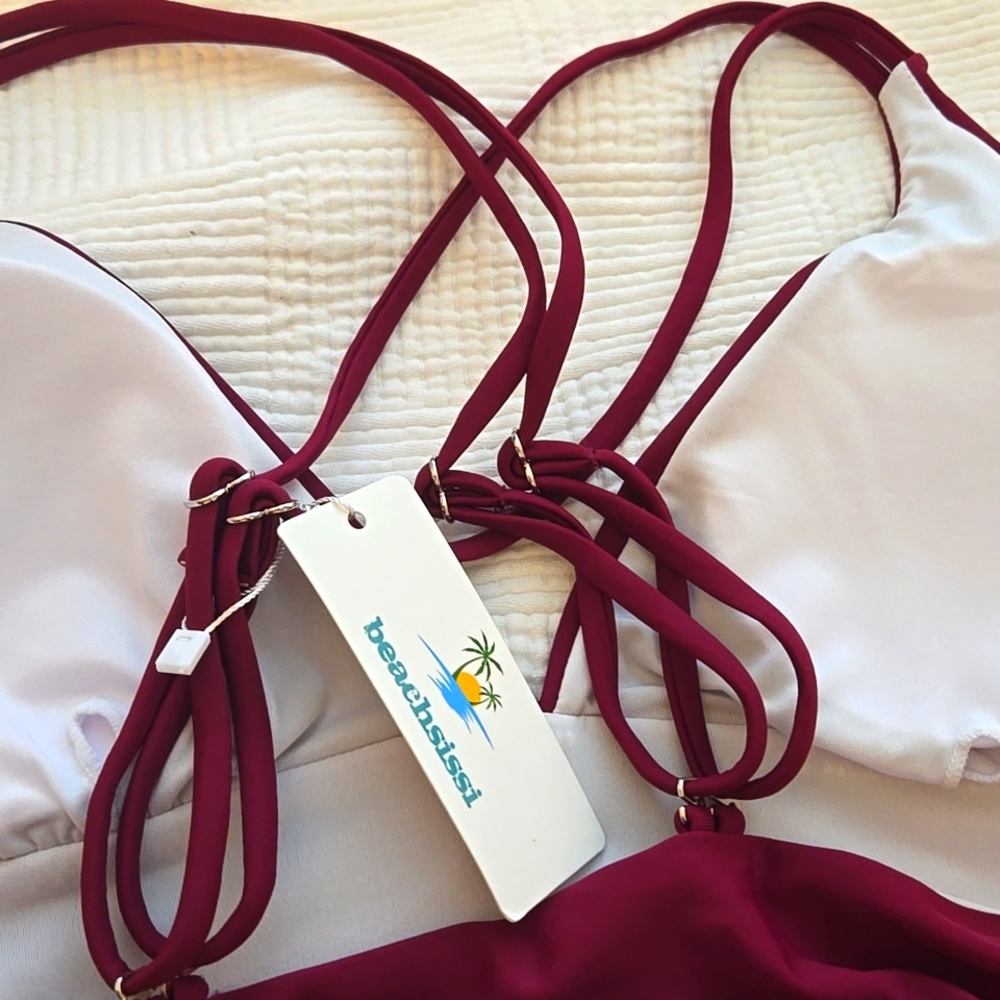 Elegant Burgundy One Piece Swimsuit‎ NWT - Picture 5 of 7